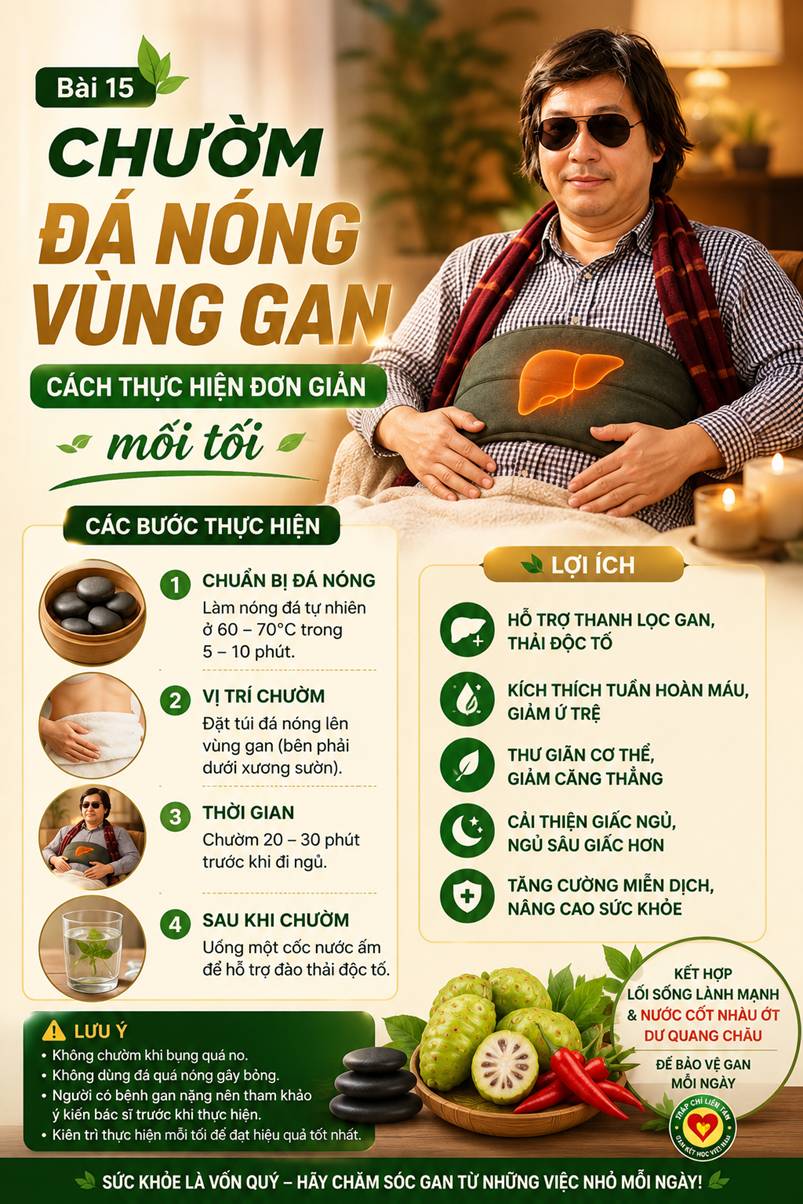 Bài 15. CHƯỜM ĐÁ NÓNG VÙNG GAN – CÁCH THỰC HIỆN ĐƠN GIẢN MỖI TỐI